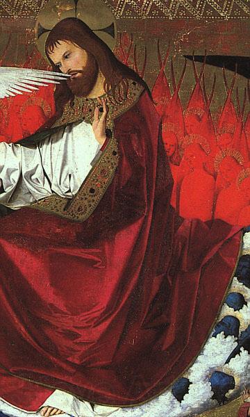 CHARONTON, Enguerrand The Coronation of the Virgin, detail: Jesus hjg France oil painting art